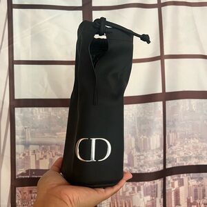 NWT Christian Dior CD Drawstring Bottle Holder Pouch Black (Damaged Box)